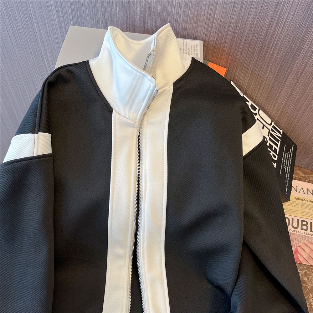 Áo Khoác Tay Dài Dáng Rộng Màu Sắc Tương Phản Phong Cách Nhật Bản Cho Nam Giới