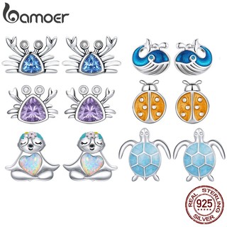 Bamoer Bông Tai bạc 925 Hình Động Vật Vui Nhộn