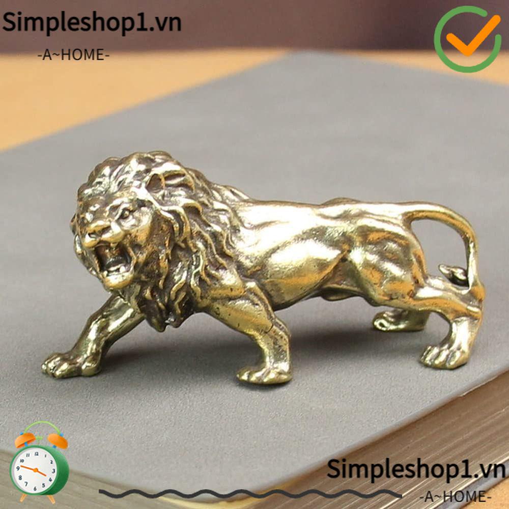 1 Bức Tượng Sư Tử Bằng Đồng Thau Trơn Thu Nhỏ 1 Cái Trang Trí Bàn Làm Việc