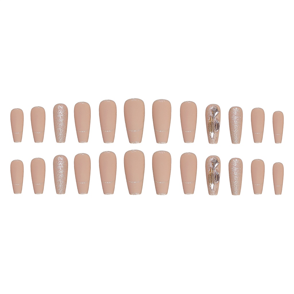 Z Móng Tay Giả Tông Màu Da / Nude Đính Kim Cương Giả Dáng Dài