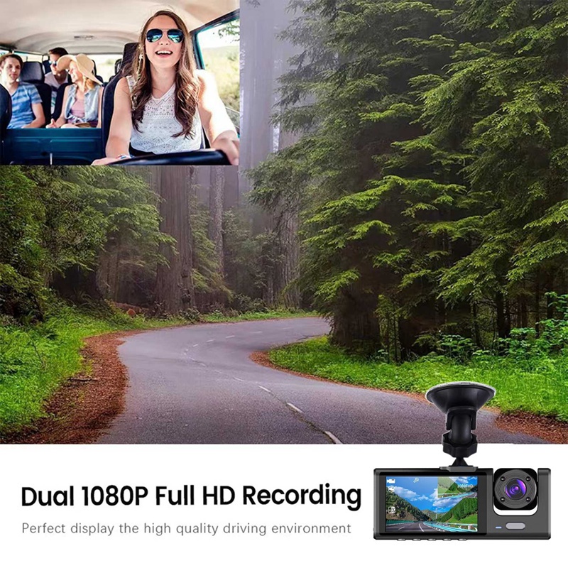 1 Bộ 3 Camera Hành Trình Màn Hình 1080P 2 Inch Cho Xe Taxi Uber