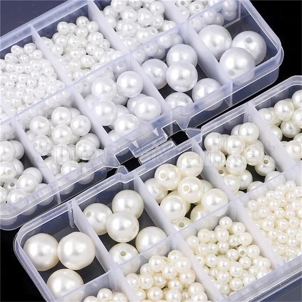 Bộ 1150 Hạt Ngọc Trai Tròn 3-14mm Bằng Nhựa ABS Dùng Làm Trang Sức DIY