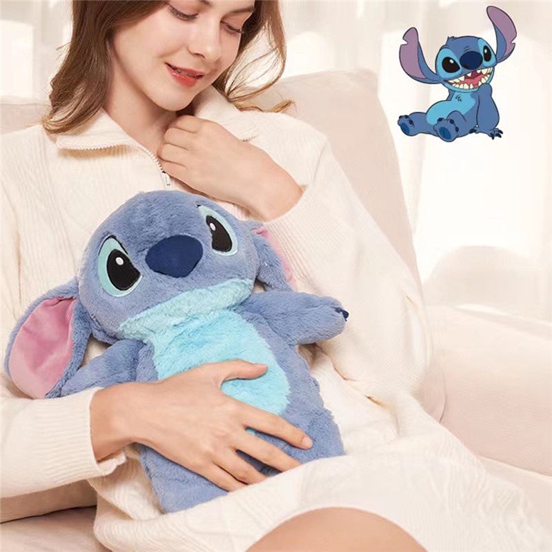 New turo stitch bình nước nóng sang trọng 500ml mùa đông anime phụ nữ trang chủ nước làm đầy tay ấm áp quái vật nhỏ quà tặng cho các cô gái