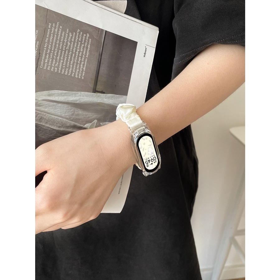 Dây Đeo Vải Chiffon Lụa Lạnh Co Giãn Thay Thế Cho Đồng Hồ Thông Minh Xiaomi MiBand 8 7 6 5 4 3 MiBand 8