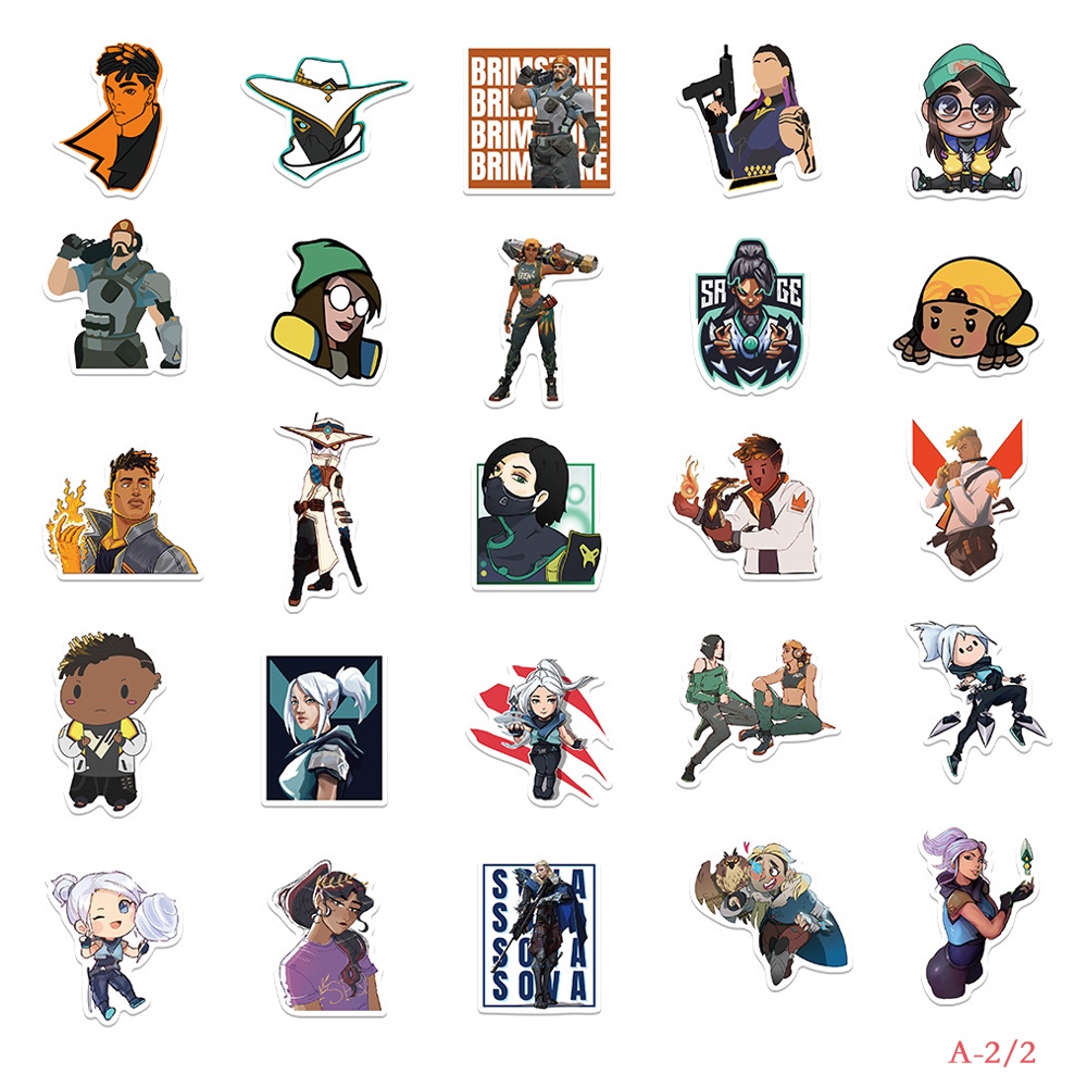 J· Hình Dán Chống Nước Valorant Trò Chơi Điện Tử Mũ Bảo Hiểm Máy Tính Xách Tay Hành Lý Dán Thiết Lập, 50/100 tờ