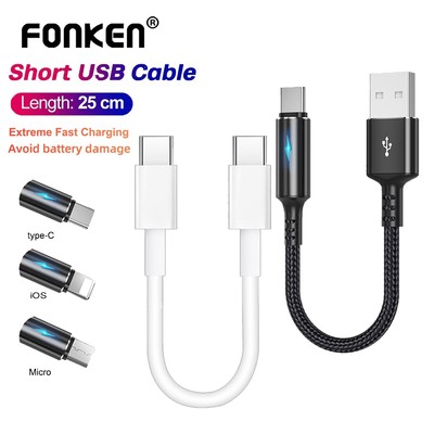 Cáp Sạc Nhanh Fonken 25cm 2A Cổng Type C Sang Cổng Type C 3A Cho Điện Thoại Android / Type-C / IOS