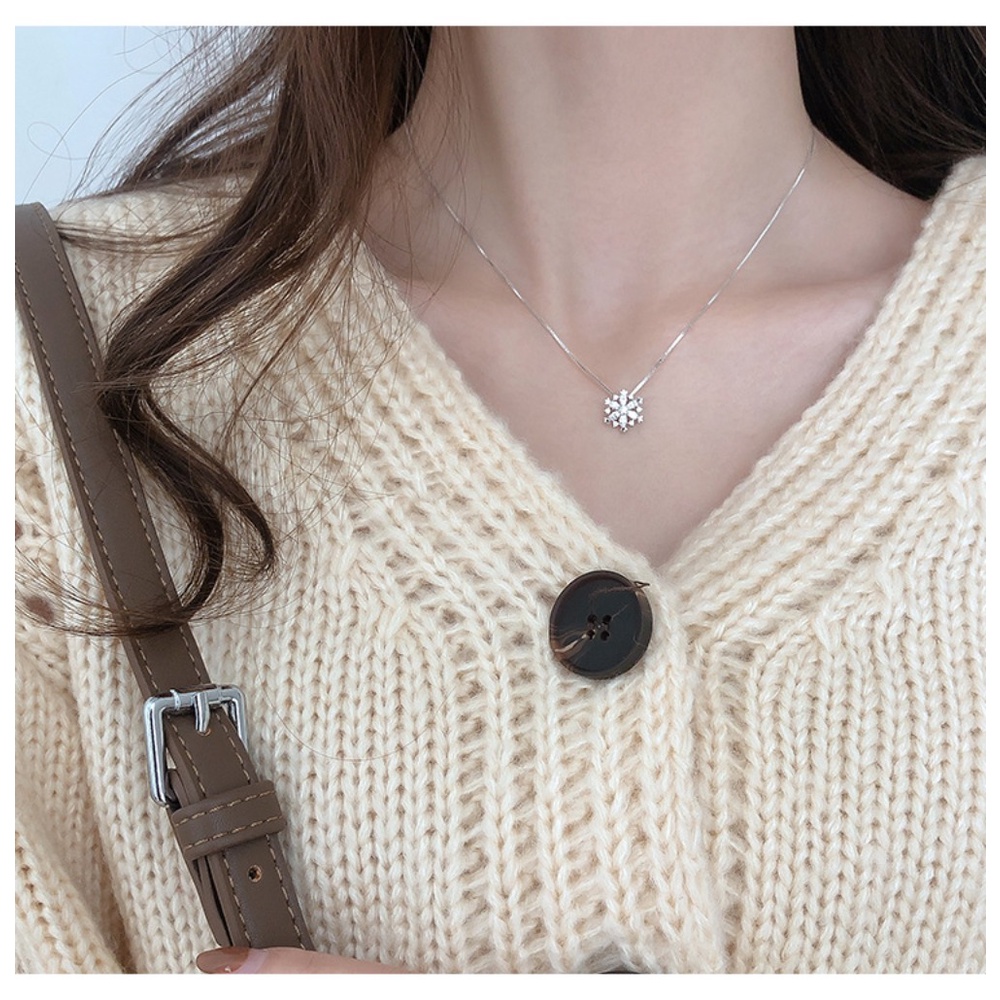 Dây chuyền MANYUE mạ bạc 925 mặt hoa tuyết đính đá sang trọng