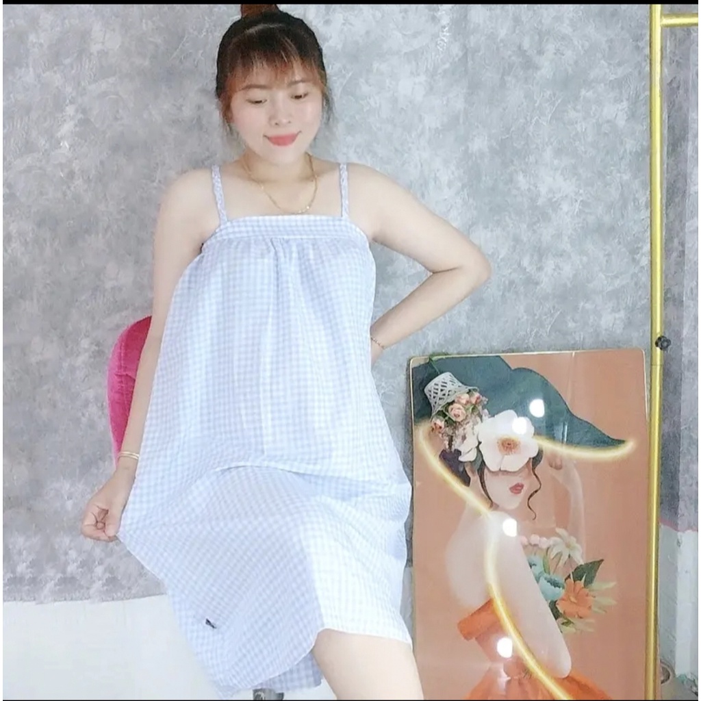 ❌ MẪU HOT❌❌ Đầm caro 2 dây mặc nhà mặc nhà , đồ bộ nữ mặc nhà kute , xinh xắn chipchip90 S656