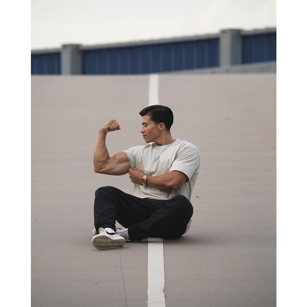 Ready stock gymshk gs10 strong sporty thoải mái loose crewneck short sleeve t-shirt