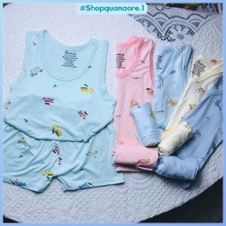 Bộ quần áo trẻ em sơ sinh bộ ba lỗ Avaler thun lạnh in hình kín họa tiết nhí cực mát cho bé 0-4 tuổi