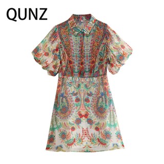 Qunz Đầm Tay Phồng Ngắn Thời Trang Dạo Phố Sành Điệu 4540