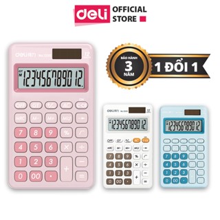Máy Tính Cầm Tay 12 Số Để Bàn Deli Cute Có Thể Dùng Năng Lượng Mặt Trời Và Pin Có Bảo Hành - Phù Hợp Học Sinh Văn Phòng