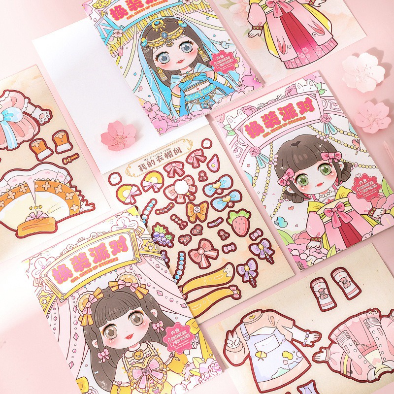 Trẻ em diy puzzle stickers sách princess dress up sticker lắp ráp ghép hình diy cartoon sticker for kids đồ chơi giáo dục quà tặng yk