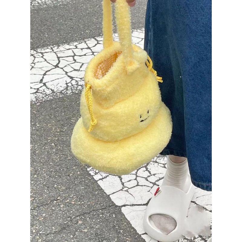 Túi Tote Dây Rút Phối Lông Nhung Dễ Thương Xinh Xắn