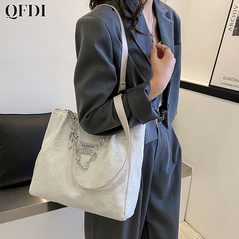 QFDI Túi Xách Cỡ Lớn Có Dây Xích Đeo Vai Phong Cách Thời Trang Cho Nữ