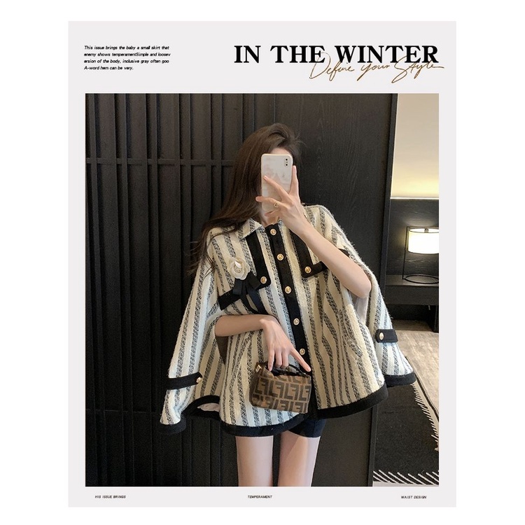 Áo Khoác Phong Cách Niche Celebrity Phối Màu Tương Phản Thời Trang Thu Đông 2022 Mới Cho Nữ