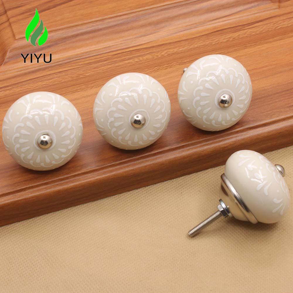 YIYU Núm tủ sáng tạo châu âu màu xanh trắng hoa tủ đựng đồ nội thất phần cứng tủ quần áo hình dạng bí ngô tay cầm kéo