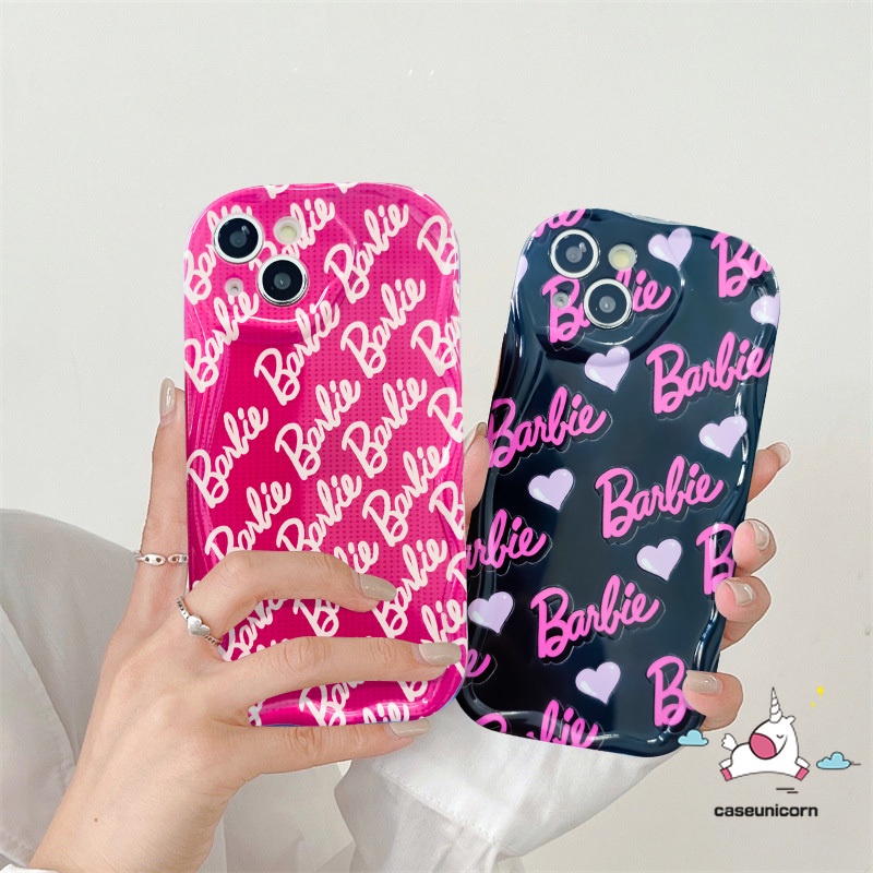 Phim hoạt hình thời trang barbie english letters label stickers case tương thích cho iphone xr 7 6 8 6s plus 14 13 11 12 pro max x xs max se 2020 ốp lưng tpu mềm 3d gợn sóng chống va đập