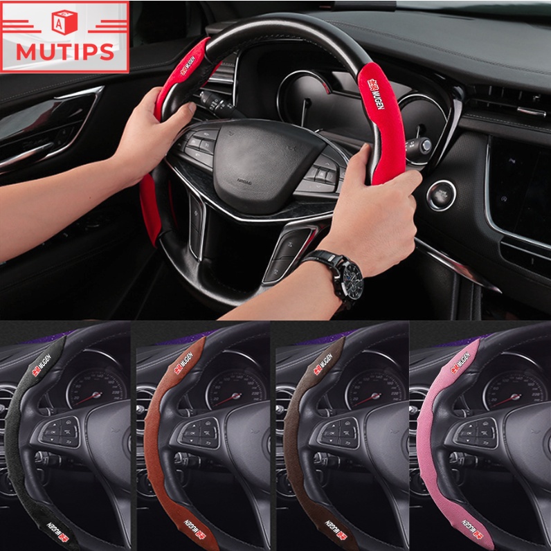 Honda mugen ô tô vô lăng vỏ bảo vệ chế độ thể thao đua xe tay cầm da lộn chống trượt hút mồ hôi cho brio crv hrv brv accord mobilio wrv city civic odyssey freed