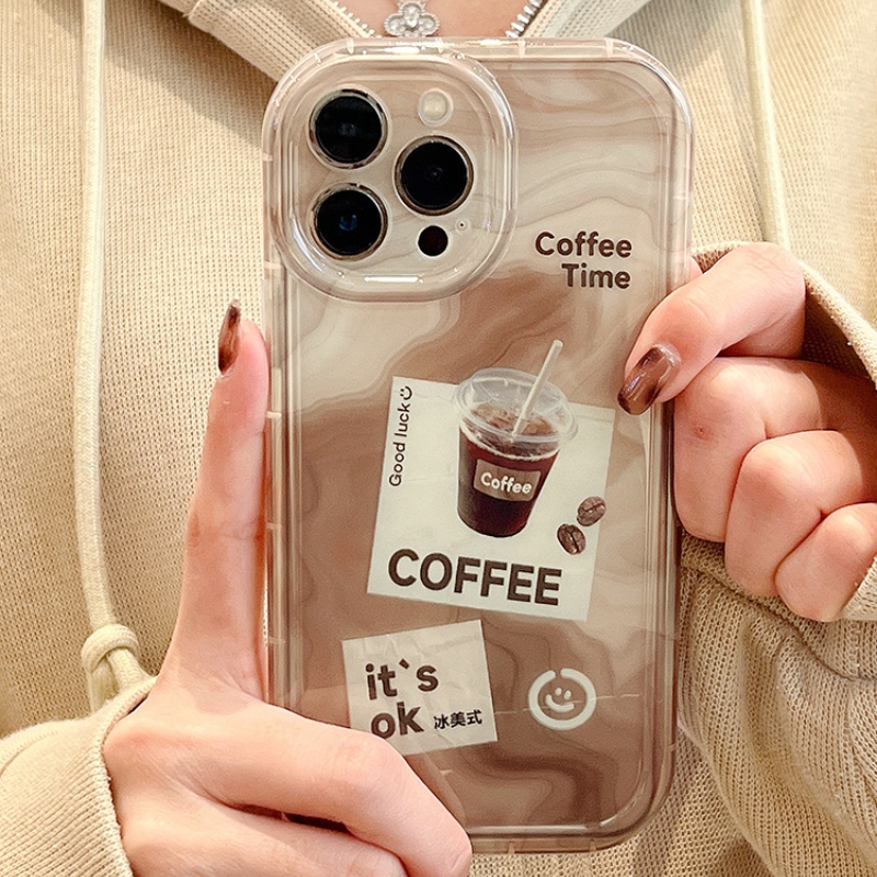 Thích hợp cho iphone coffee label women's art niche phone case for 7 7plus 8 8plus xs xr 11 12 13 14 pro plus promax silicone trong suốt