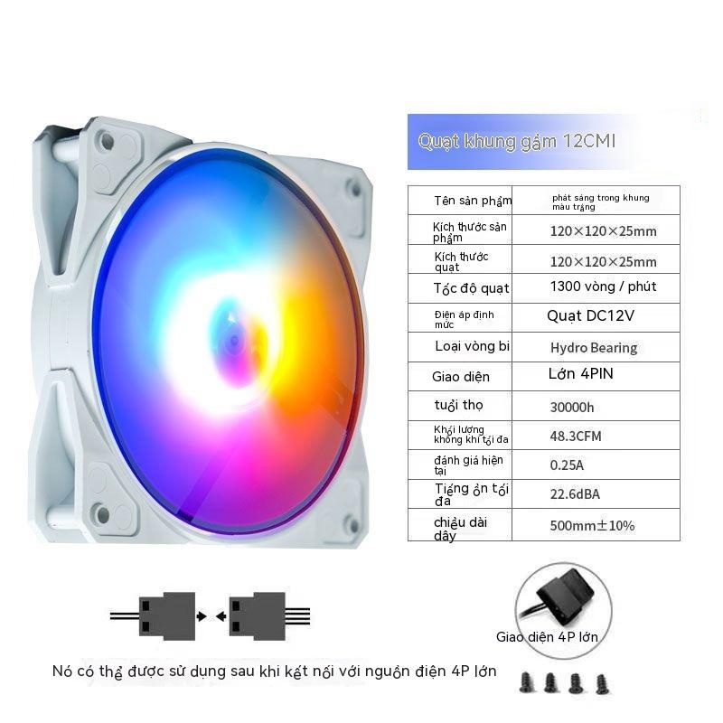 Quạt Làm Mát Có Đèn led Dạ Quang 12cm Im Lặng rgb