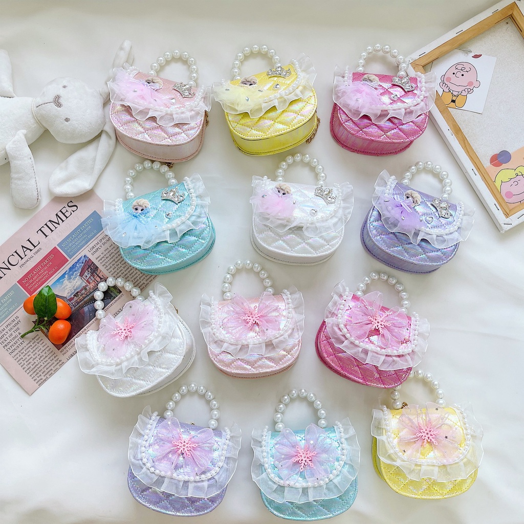 Túi Đeo Chéo Mini Đính Hạt Ngọc Trai Phong Cách Công Chúa Thời Trang Mới 2023 Dành Cho Bé Gái
