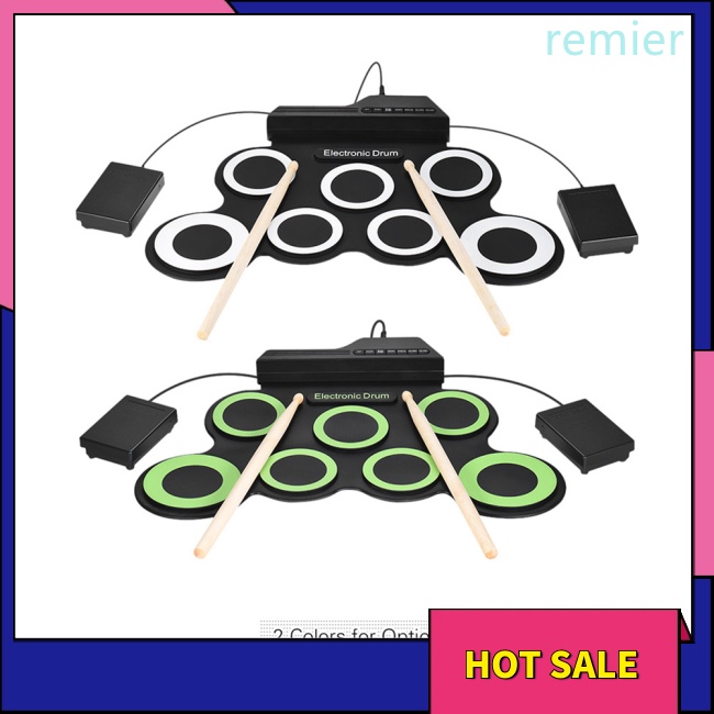 Re folding silicone hand roll usb electronic drum portable practice drum pad kit với drumsticks sustain pedal