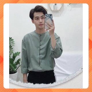 Áo sơ mi Linen Cổ tròn nút gài Unisex Thesixpack