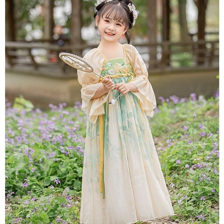 Cô gái hán trang phục trung quốc trang phục cổ của trẻ em cô gái nhỏ phong cách cổ trang váy hoa thần tiên váy mùa hè mỏng công chúa váy