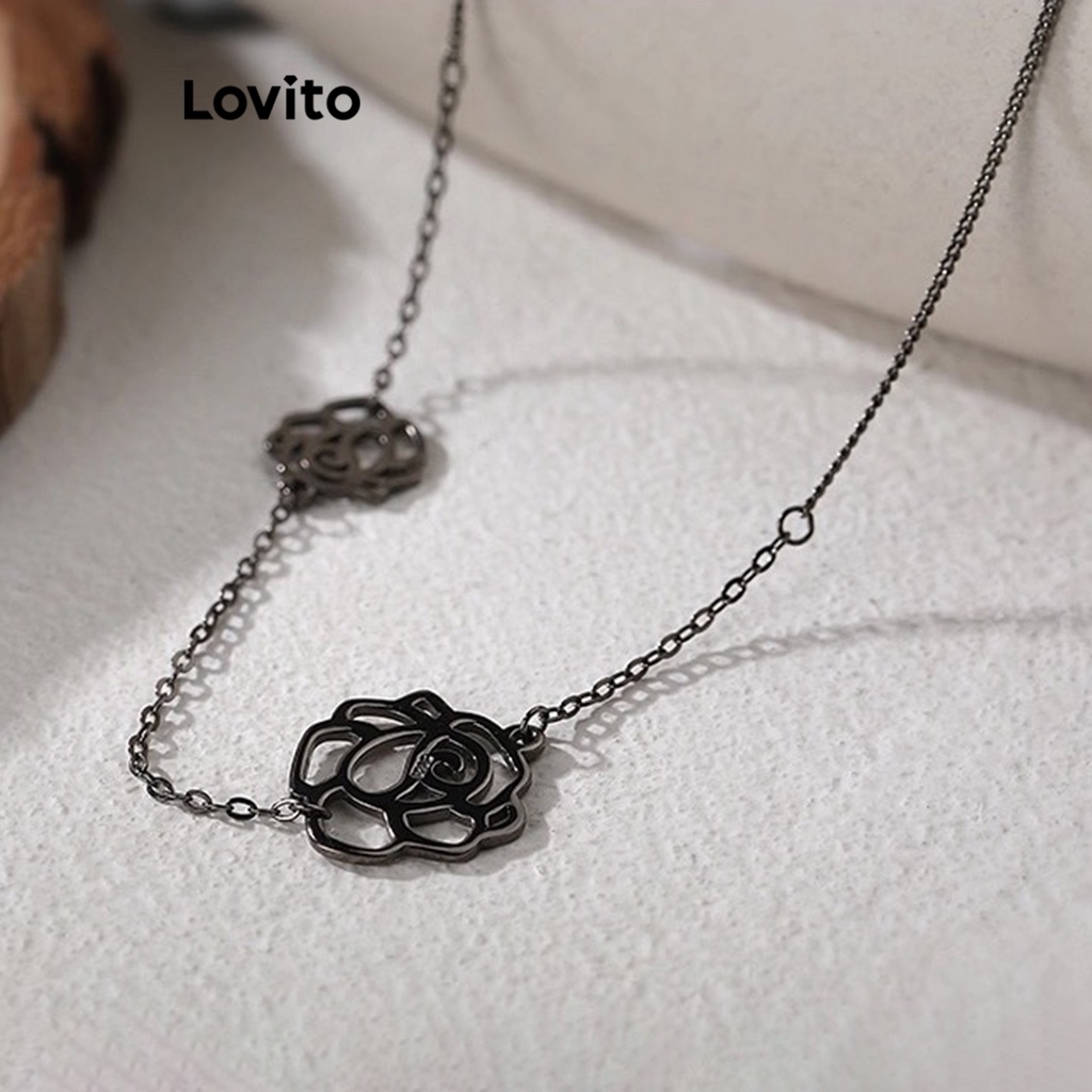 Dây chuyền Lovito kim loại màu trơn phong cách thường ngày cho nữ L60AD032