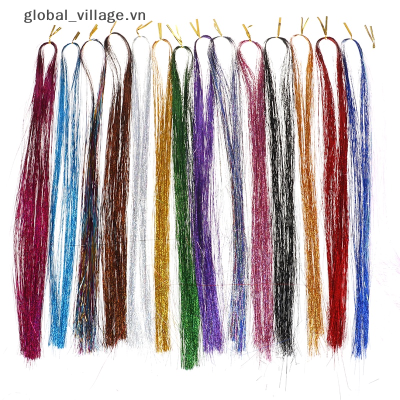 120 sợi dây buộc tóc bling silk hair flare strands glitter rain hair decor