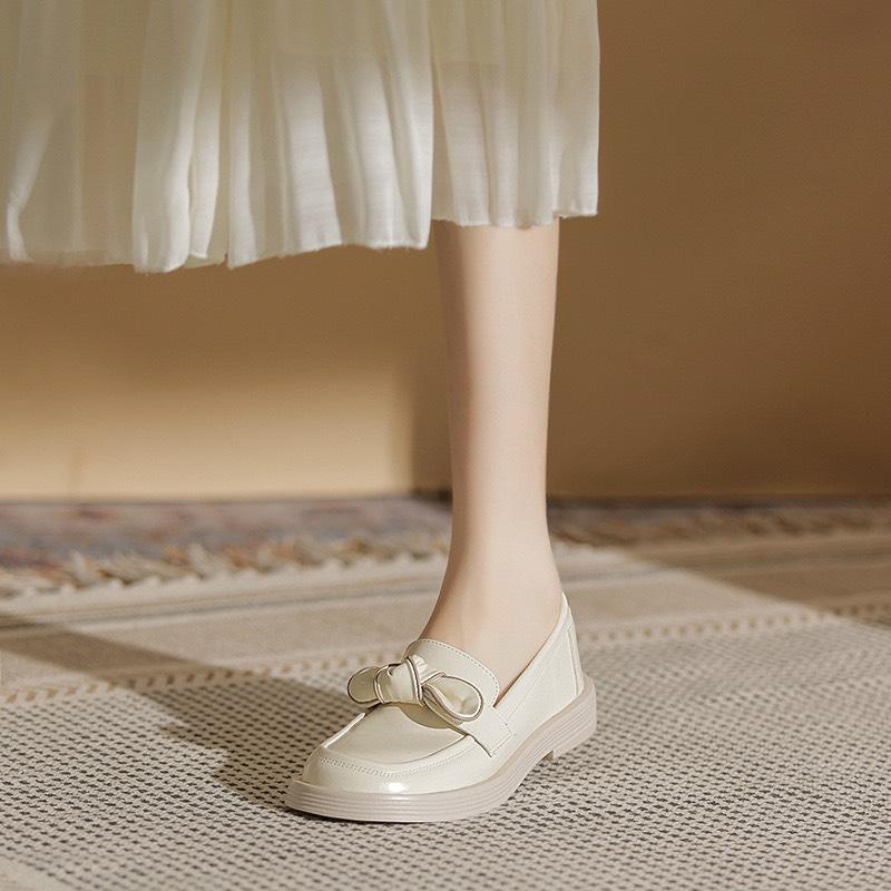 Giày búp bê -Giày lolita lười phong cách Hàn Quốc đế bằng phối hoa MSP X339