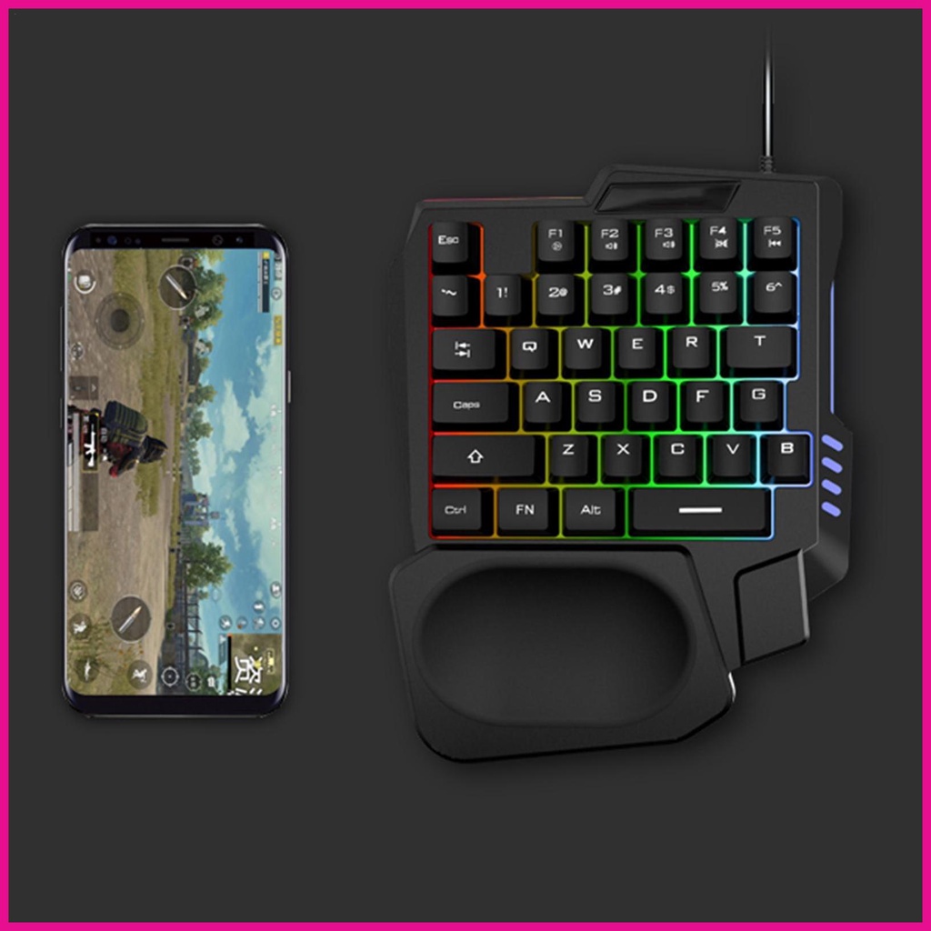 Bàn phím chơi game một tay bàn phím chơi game mini bàn phím nửa bàn phím chơi game rgb với 35 phím fotvn di động