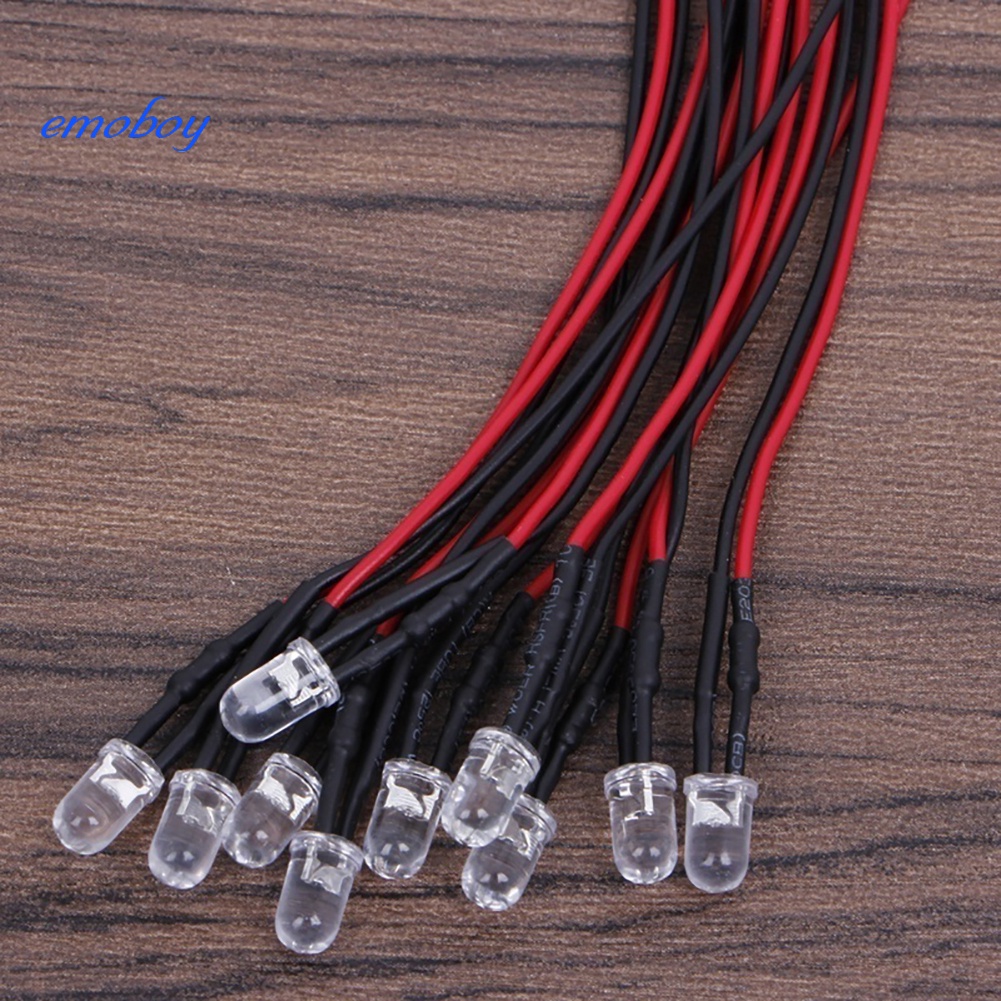 Emoboy 10 cái 20 cm 3mm / 5mm đèn led cáp bóng đèn điốt phát ra dc có dây pre-wired