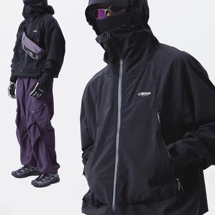 Áo Khoác Thể Thao Dáng Rộng Chống Gió / Thấm Nước Có Mũ Trùm Cá Tính Dành Cho Cặp Đôi