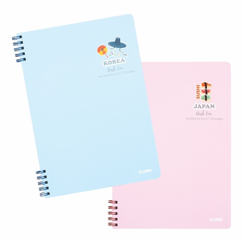 Vở lò xo 2 đầu caro 6x6mm nét đứt B5 120-200 trang kẻ ngang, Klong full mẫu tùy chọn