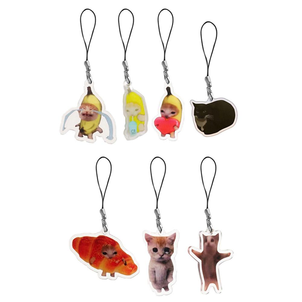 2023 happy banana cat keychain pendent acrylic keychain