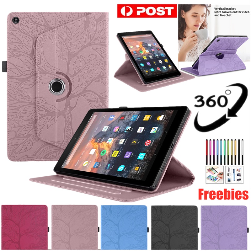 Vỏ thông minh xoay 360 cho amazon all-new fire hd8 2016/2017/2018 flip leather heavy duty cover