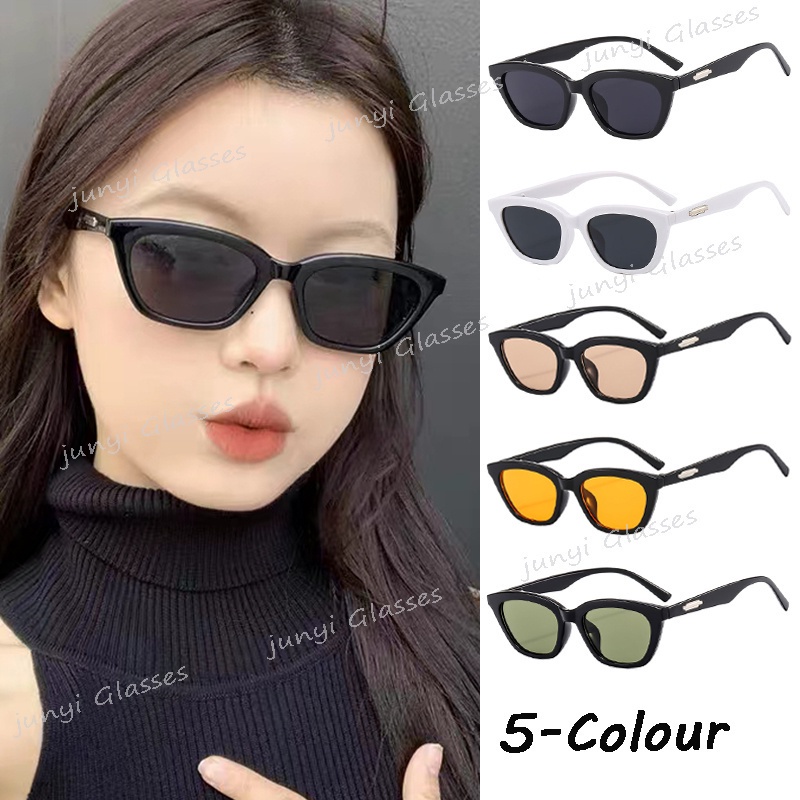 Cod retro tam giác mắt mèo mặt nhỏ kính râm nữ high-end màu đen gọng nhỏ chống nắng