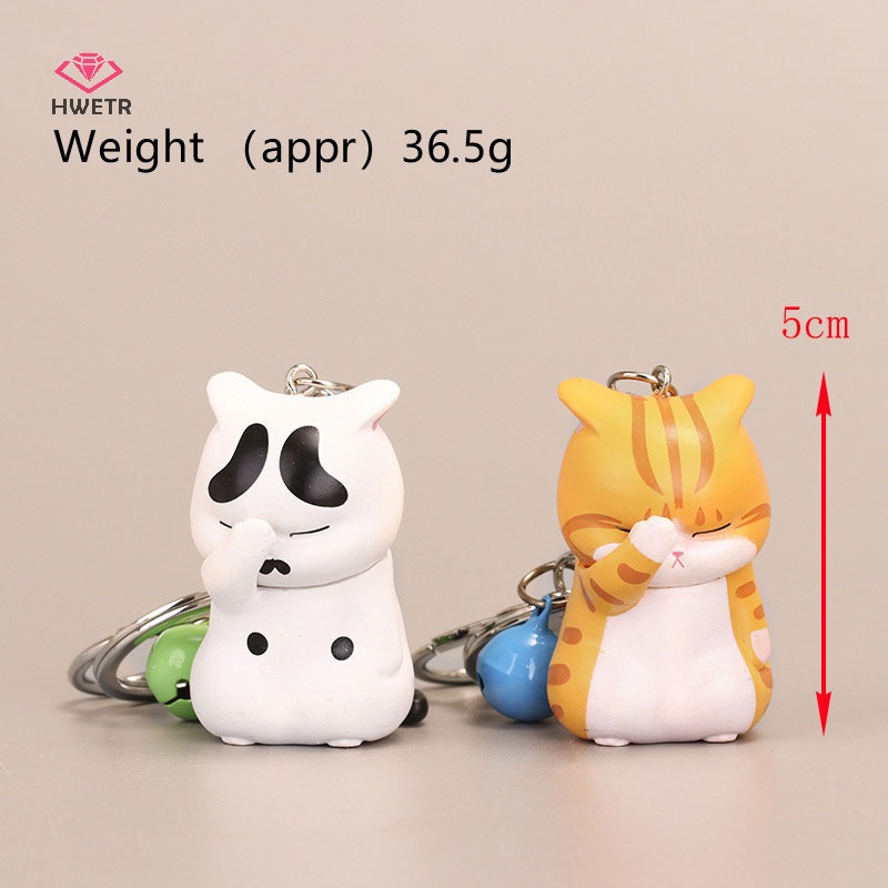 Hwetr móc khóa mèo nhút nhát dễ thương chubby kitten keyring trinket bag ornament keys new