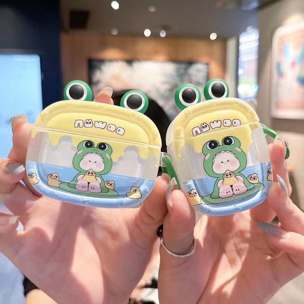 Vỏ Bảo Vệ Hộp Sạc Tai Nghe bluetooth Không Dây airpods 1 / 2 / pro / 3 pro2 Hình Tai Ếch 3d Dễ Thương