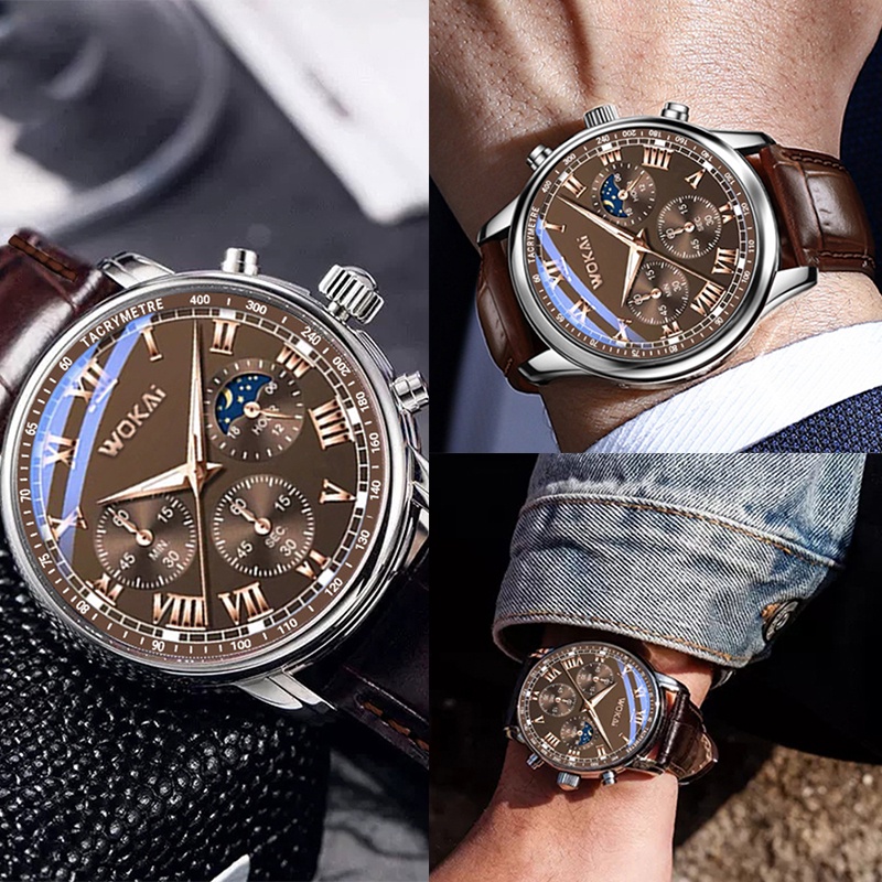 Đồng hồ nam dây da thời trang Wokai jp6