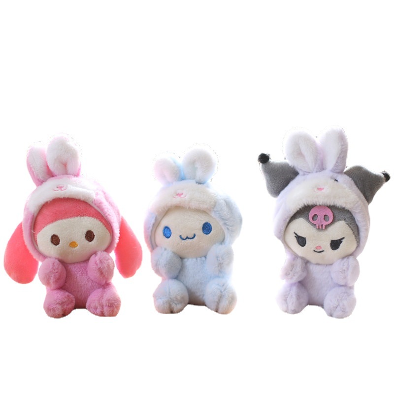 SANRIO Búp Bê Nhồi Bông Hình Thỏ Cinnamoroll Kuromi Melody Hello Kitty Dễ Thương Cho Bé Gái