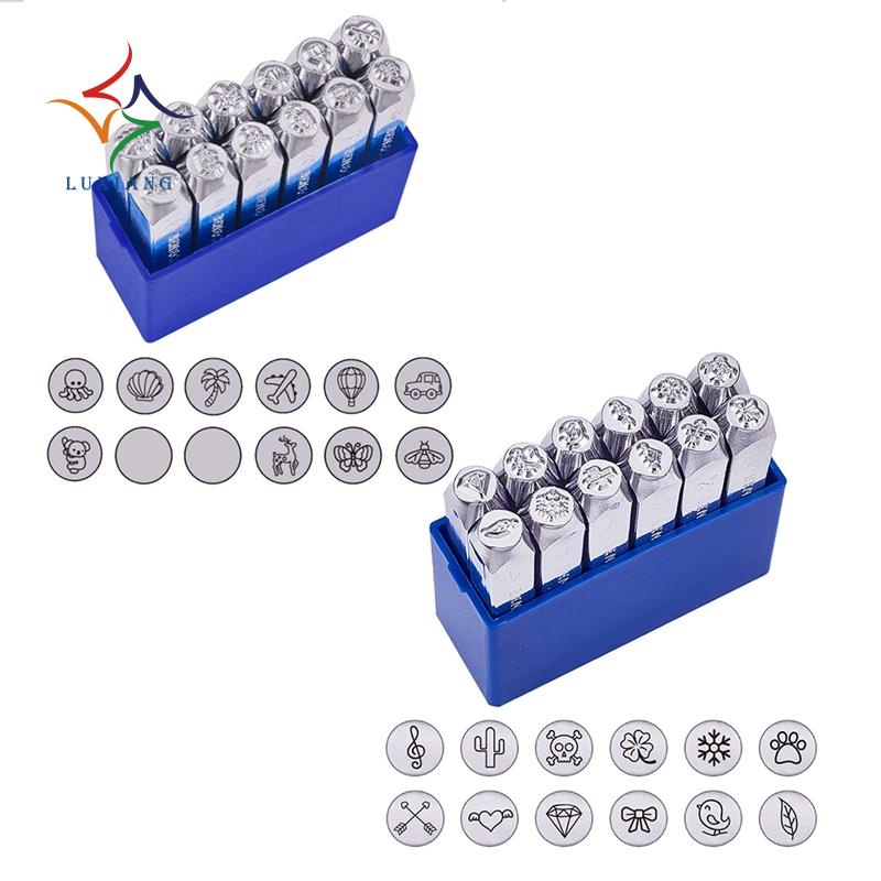 Dụng Cụ Đóng Dấu Bằng Kim Loại Nhôm 6mm 12 Họa Tiết Dùng Làm Đồ Da Thủ Công