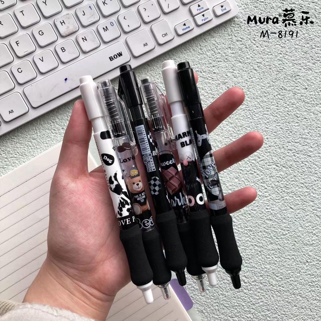 Bút gel Mura-8191 Retro black đệm tay mực đen