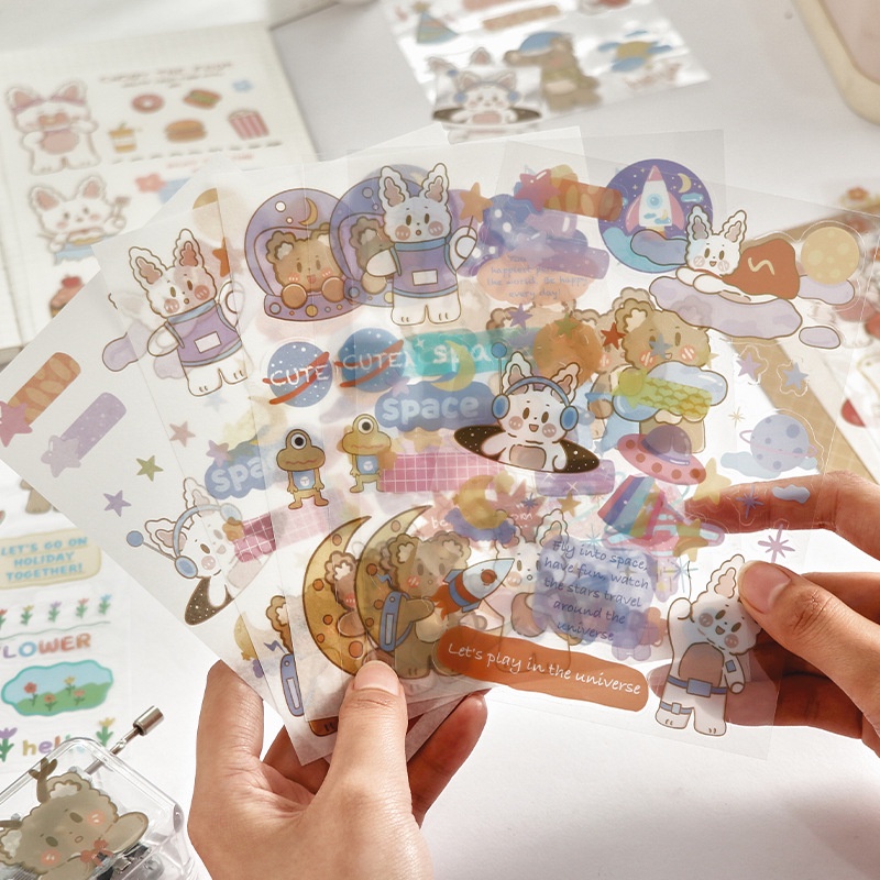 Sticker Dán Trang Trí Sổ Tay Hình Gấu Thỏ Đáng Yêu