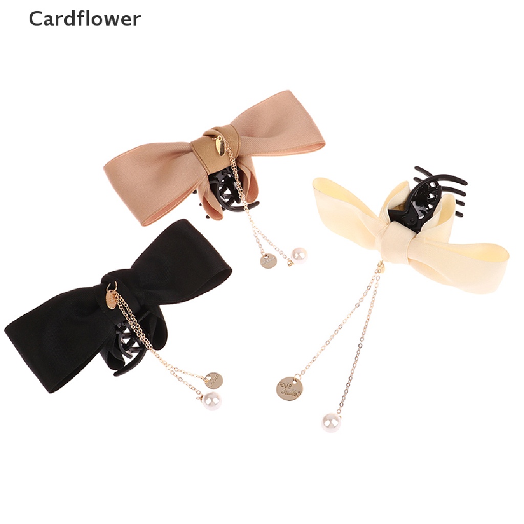 &lt; Cardflower &gt; Kẹp Tóc Càng Cua Đính Ngọc Trai Và Kim Loại Trang Trí Ngọt Ngào Thanh Lịch Cho Nữ