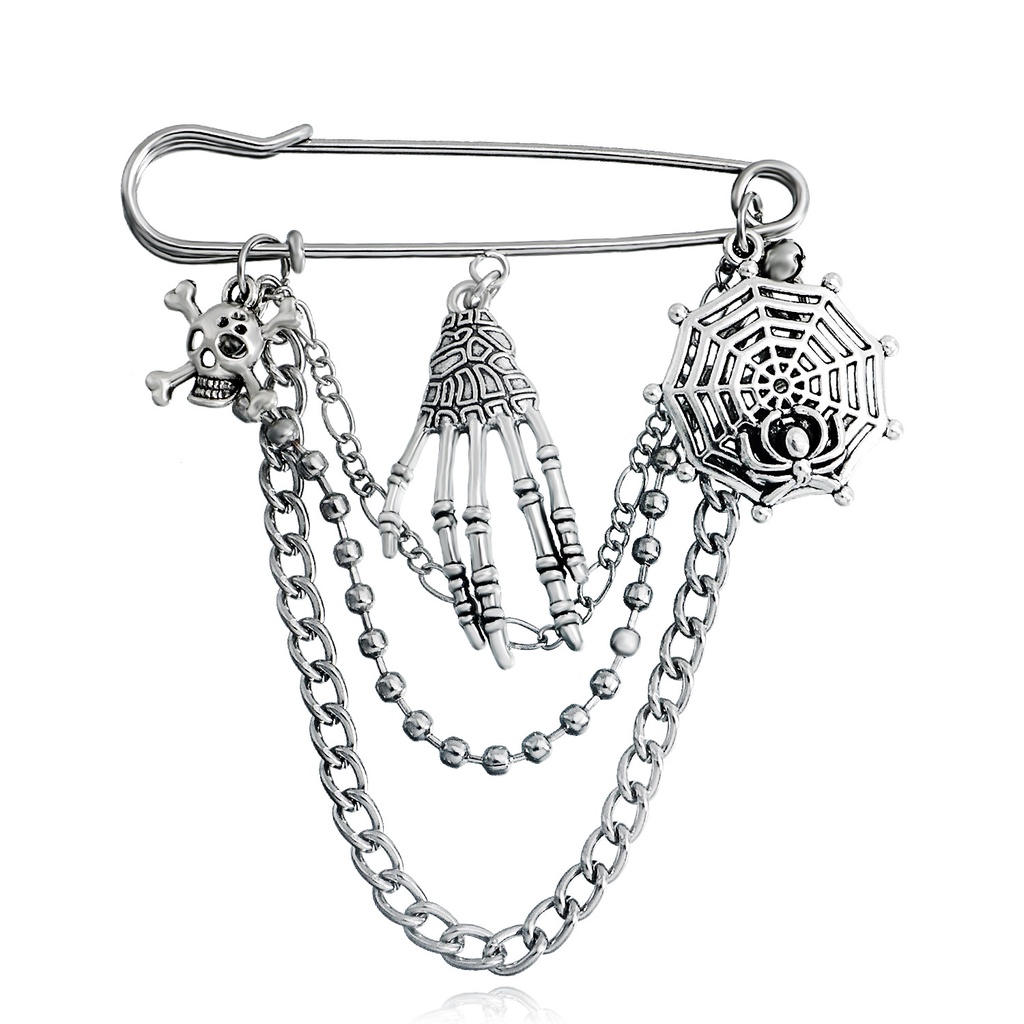 Ghim Cài Áo Hình Dây Xích Bằng Kim Loại Phong Cách Hip Hop Đường Phố Cho Nữ