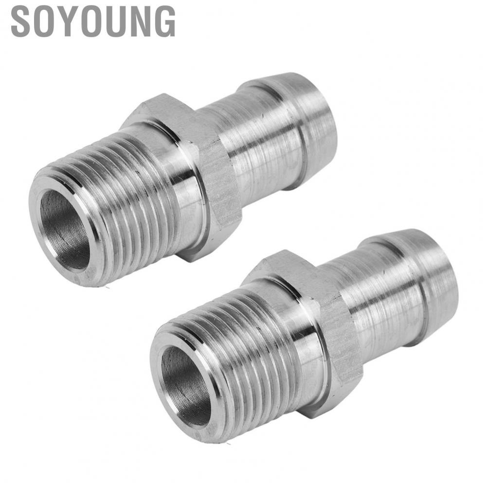 Soyoung 1/2in NPT To 5/8in Barb Connector  Deeper Threads Leakage Proof Heater Intake Manifold Adapter 2 Pcs Tight Connection Slip for Car
