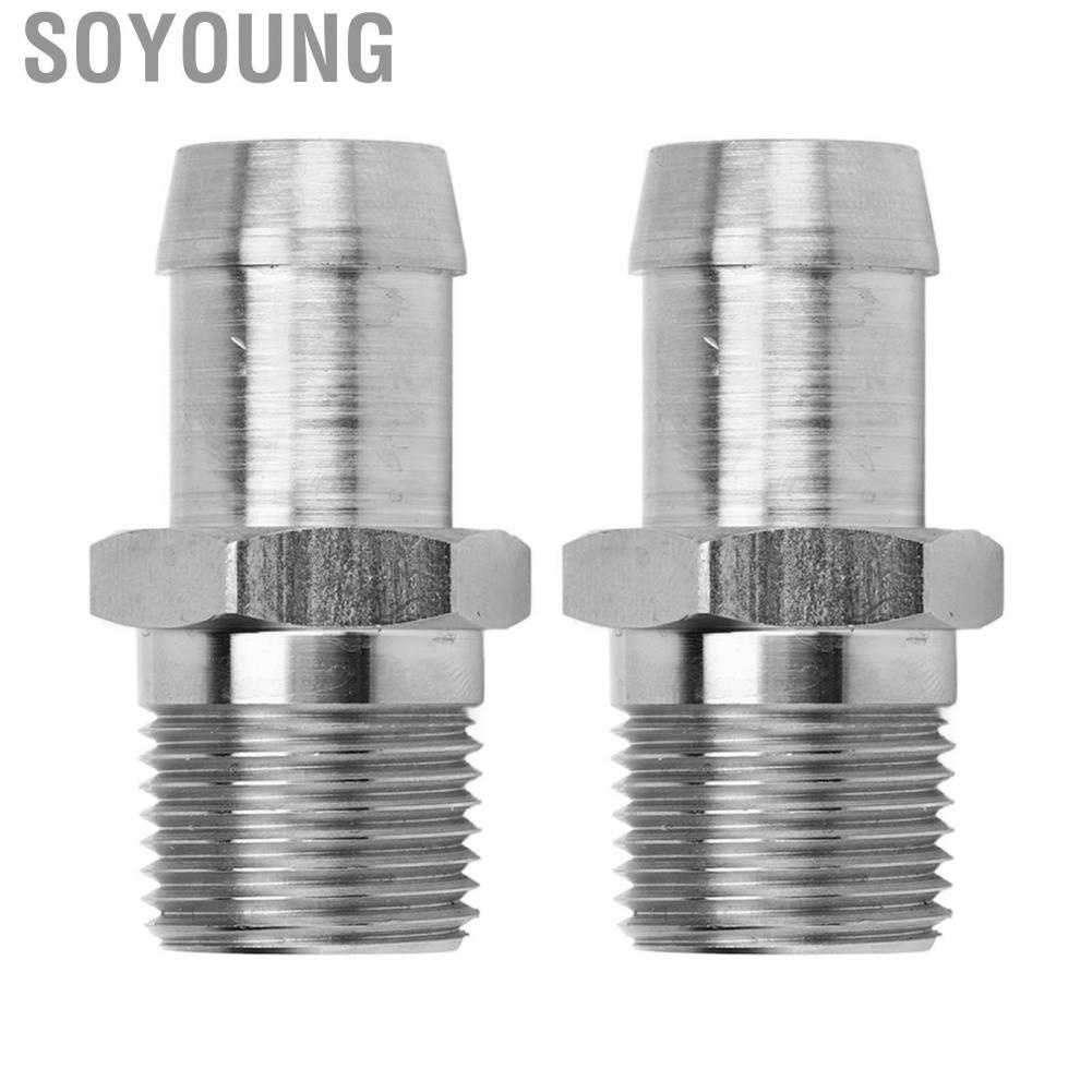 Soyoung 1/2in NPT To 5/8in Barb Connector  Deeper Threads Leakage Proof Heater Intake Manifold Adapter 2 Pcs Tight Connection Slip for Car